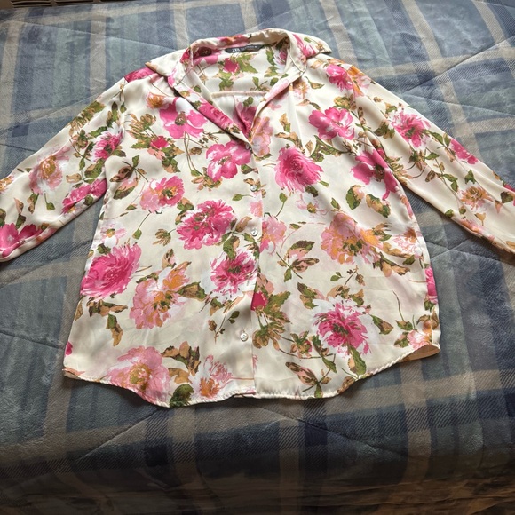 Zara Satin Effect Floral Print Shirt - Picture 2 of 15